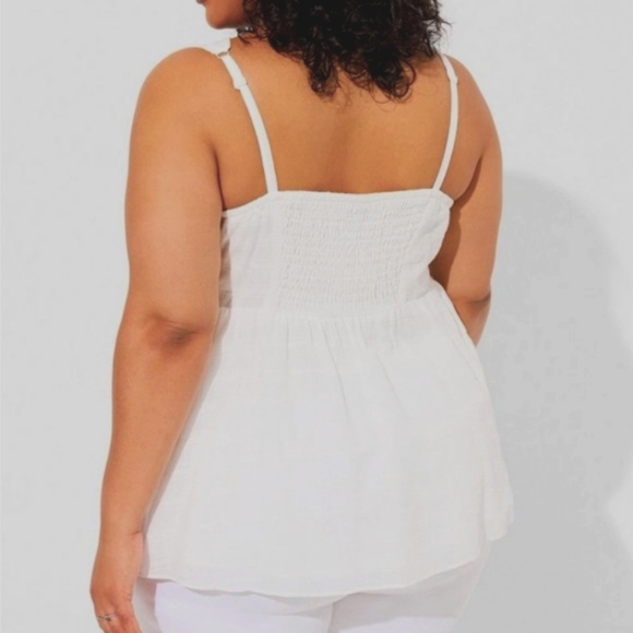 ❤️NWT VINTAGE TORRID BABYDOLL TANK - 100% COTTON - SWEETHEART NECK BUTTON CAMI - Picture 3 of 14